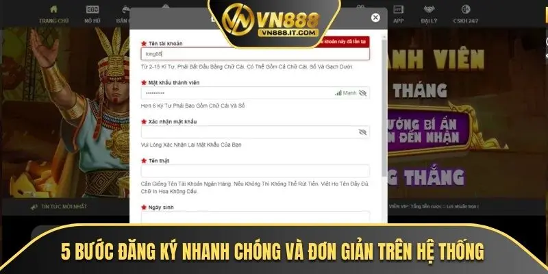 5 bước đăng ký nhanh chóng và đơn giản trên hệ thống